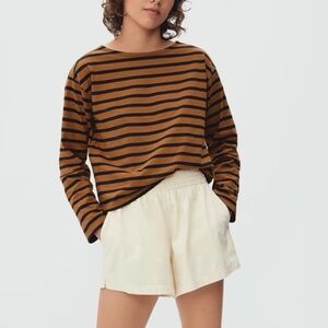 Everlane Mariner Tee in Toasted Almond/Black stripe